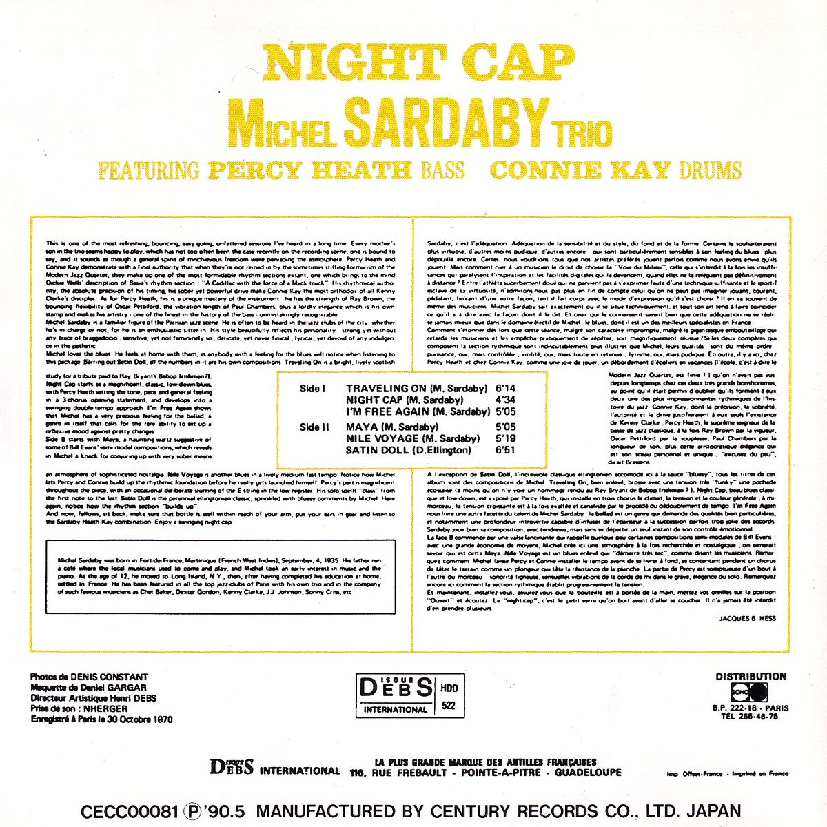 NIGHT CAP - MICHEL SARDABY TRIO